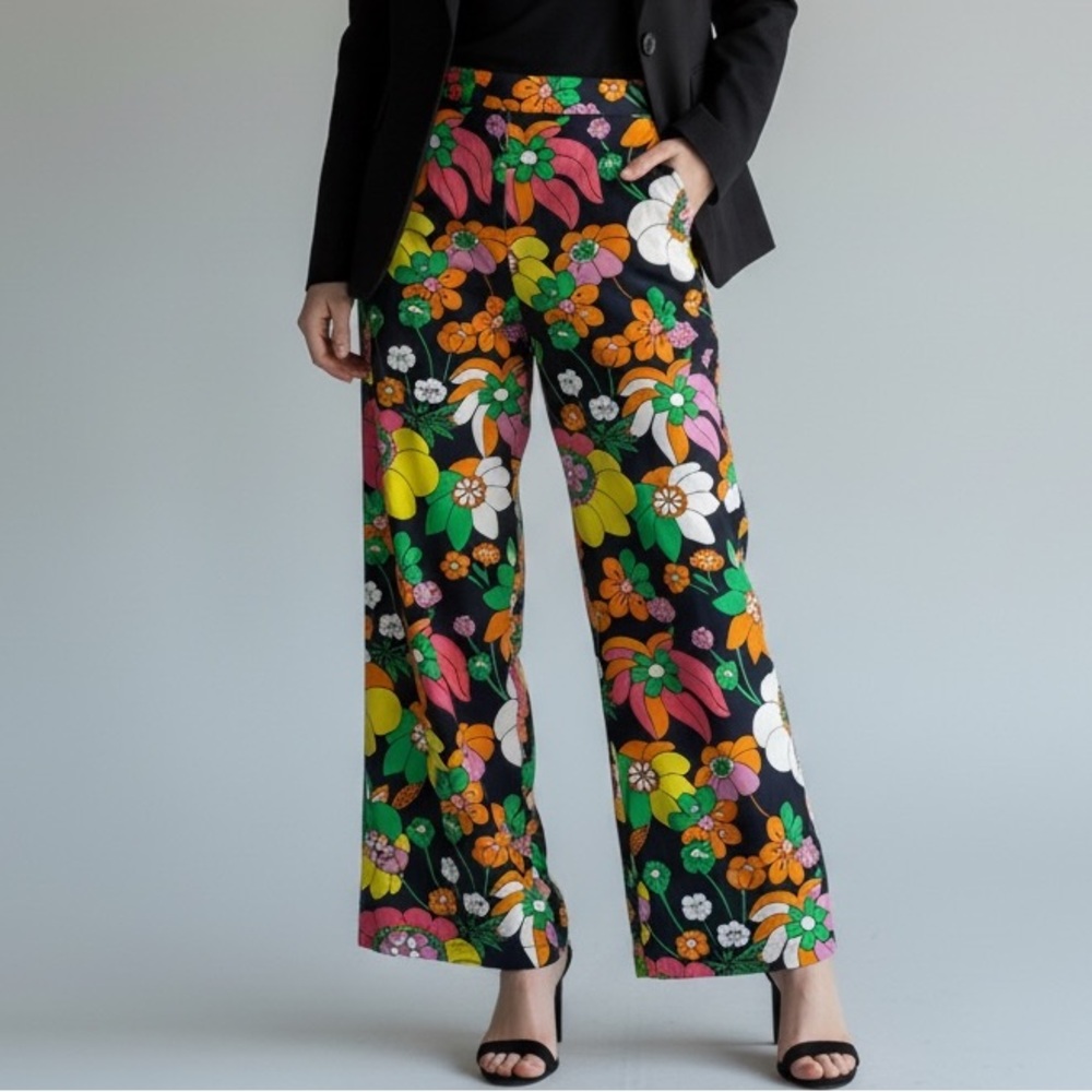 Dodo Bar Or Groovy Colorful Floral Cotton Pants 
Boho Hippie Disco resortwear - Picture 2 of 16